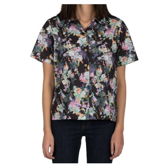 Naked & Famous Denim Tops - Naked and Famous Camp Collar Shirt Small SS21 Flower Painting - Black